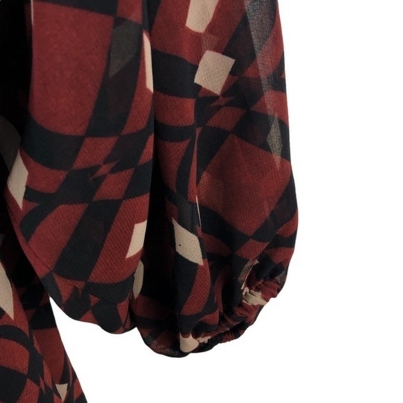 Zara  Geometric Sheer Mini Dress Red - Picture 4 of 7